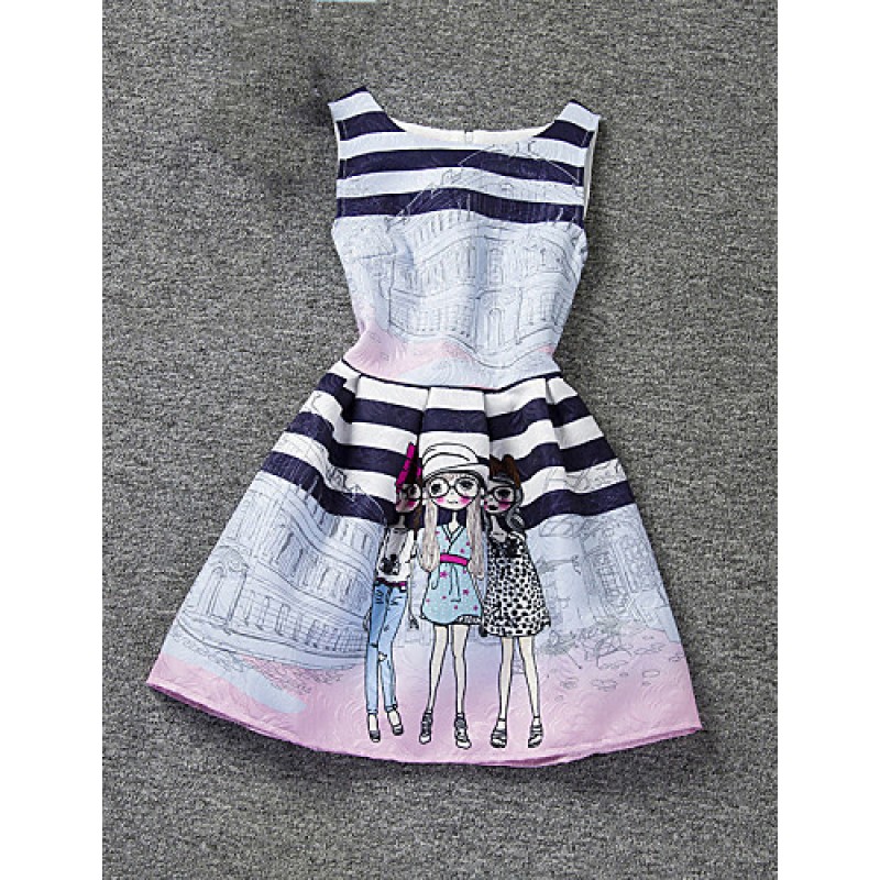 Girl's Pink Dress,Cartoon Polyester Summ...