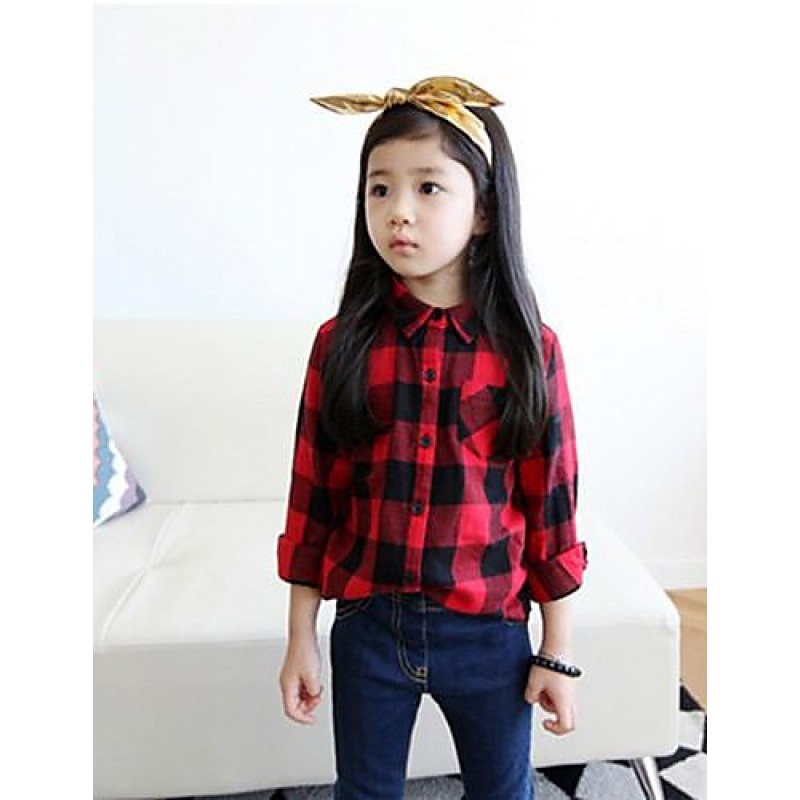 Girl's Check Shirt,Cotton Winter / Sprin...