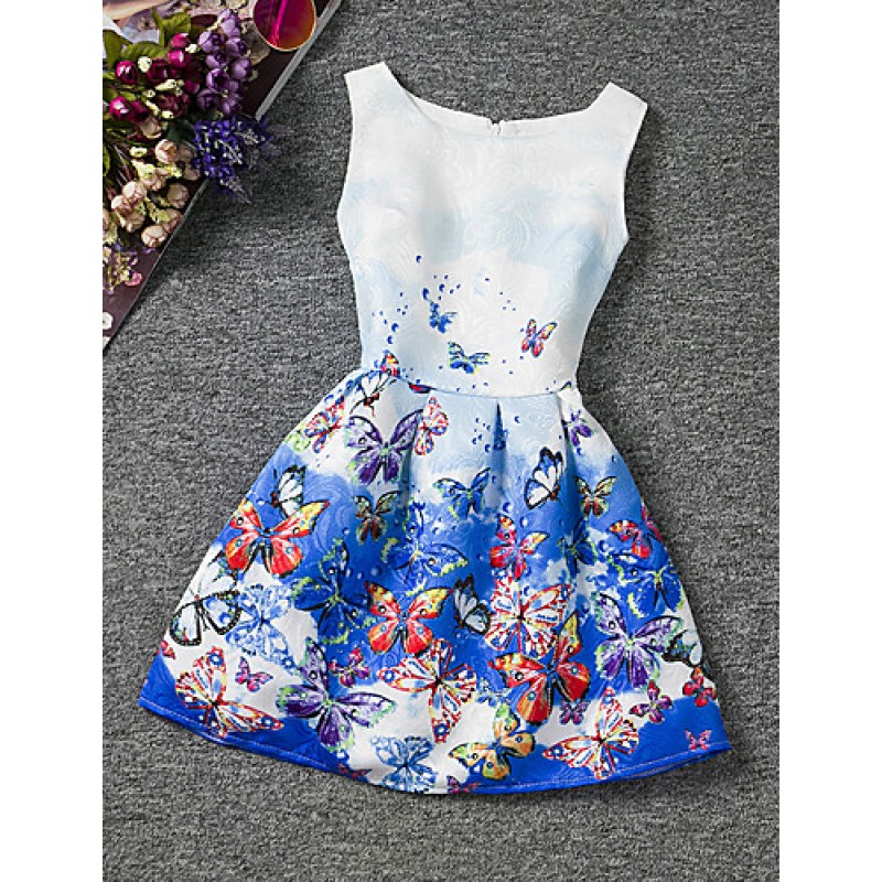 Girl's Cotton Summer Sleeveless Floral Print Pattern Print Dress  