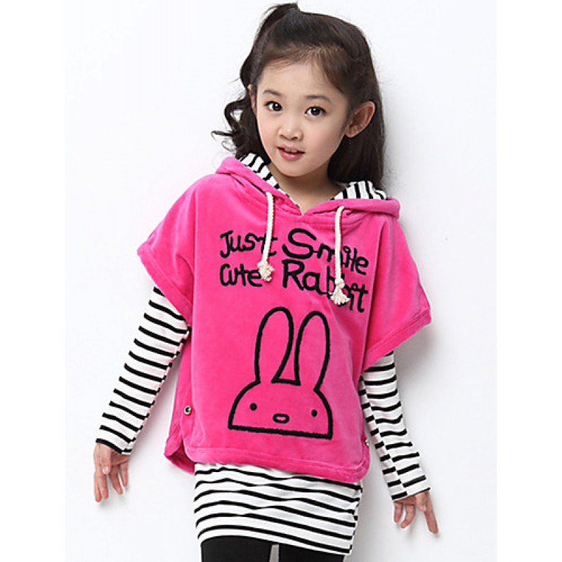 Girl's Cotton Spring/Autumn Stripe Batwing Coat Girls Clothing Sets Three-piece Set  