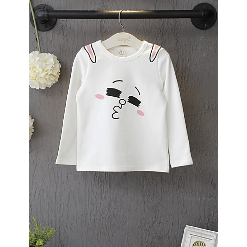 Girl Casual/Daily Print Tee,Cotton Winter Long Sleeve  