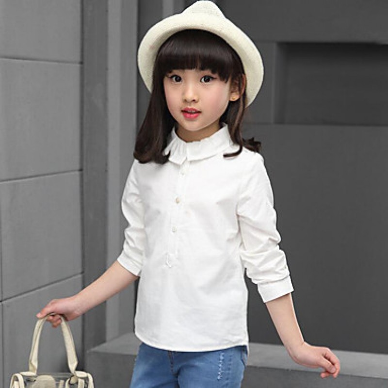 Girl's Casual/Daily Solid Blouse,Cotton Spring / Fall White  