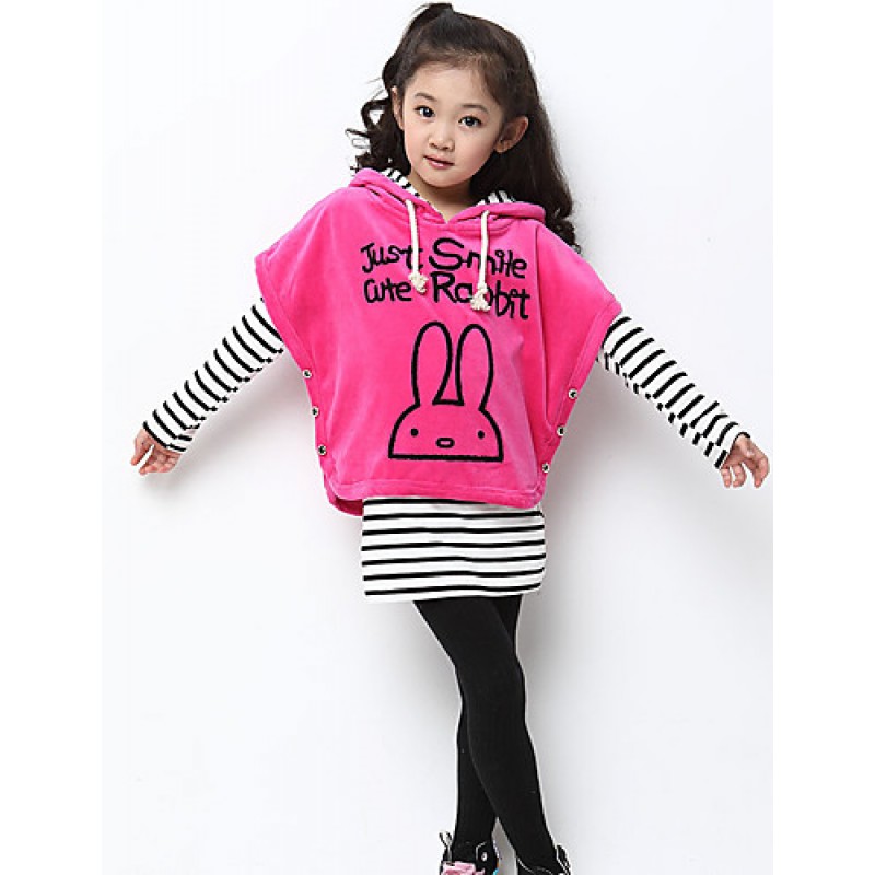 Girl's Cotton Spring/Autumn Stripe Batwing Coat Girls Clothing Sets Three-piece Set  