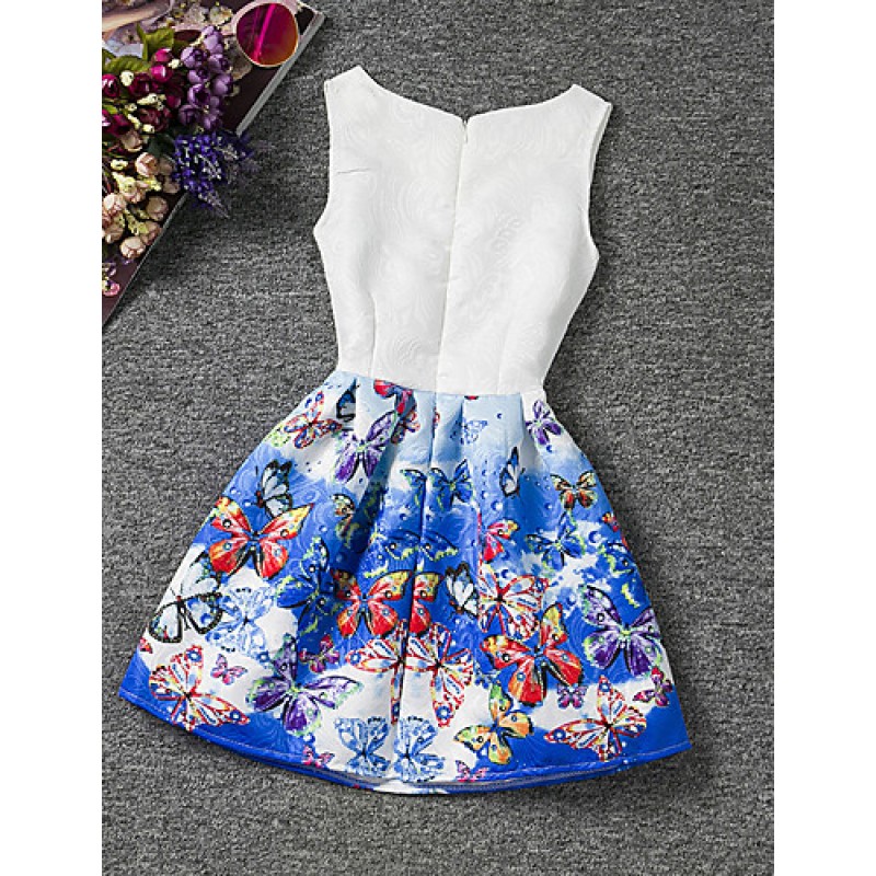 Girl's Cotton Summer Sleeveless Floral Print Pattern Print Dress  