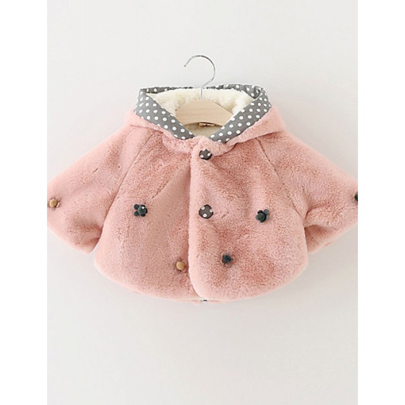 Girl's Casual/Daily Polka Dot BlouseRabbit Fur Winter / Spring / Fall Pink / White  