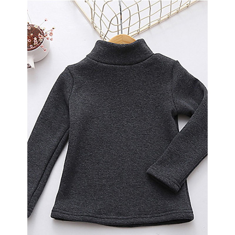 Girl Casual/Daily Solid Blouse,Cotton Winter Long Sleeve  