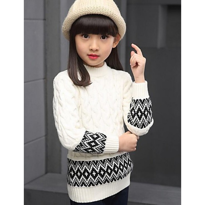 Girl's Casual/Daily Print Sweater & Cardigan,Cotton Spring / Fall Brown / White  