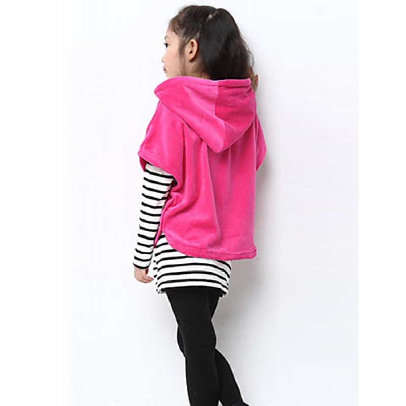 Girl's Cotton Spring/Autumn Stripe Batwing Coat Girls Clothing Sets Three-piece Set  