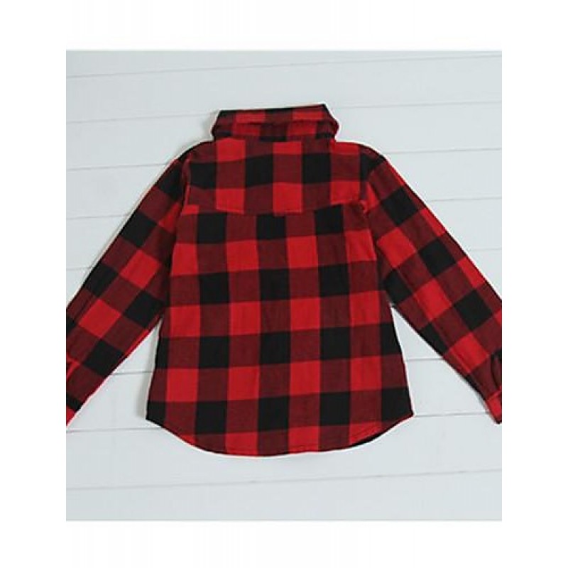 Girl's Check Shirt,Cotton Winter / Spring / Fall Red  