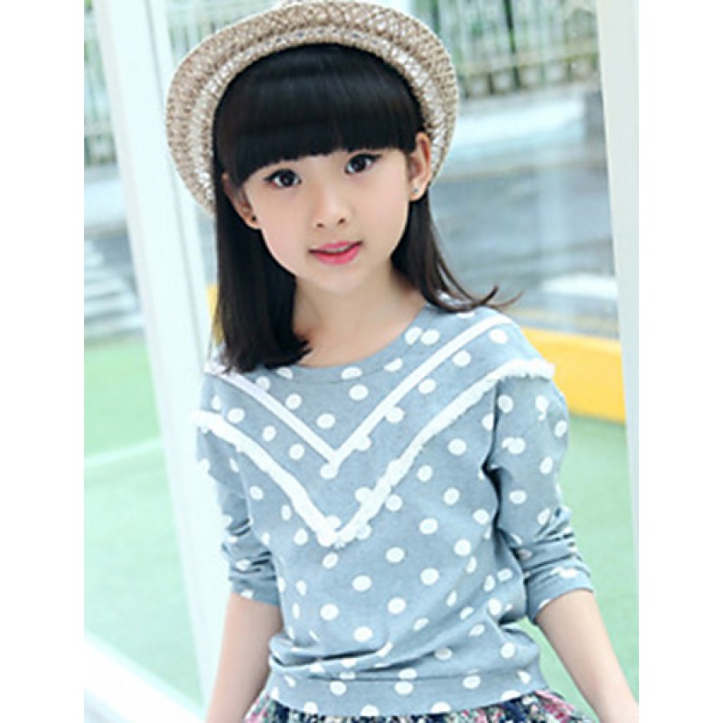 Girl's Casual/Daily Polka Dot TeeCotton Spring / Fall Brown / Green  