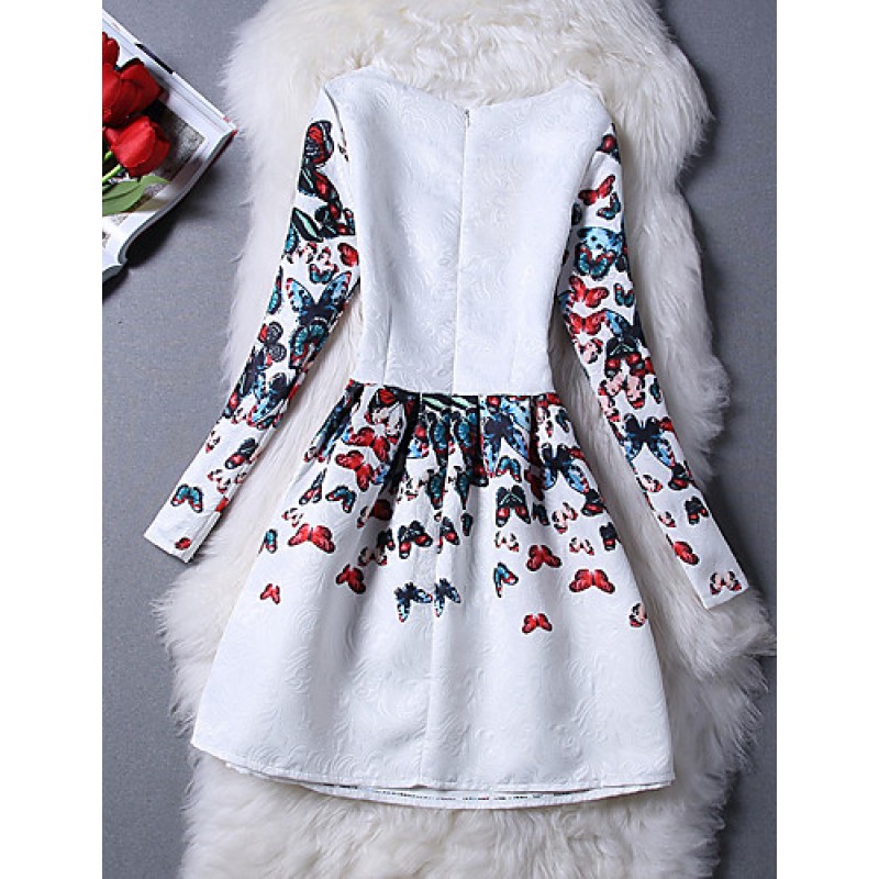 Girl's Casual/Daily Print Dress,Polyester Summer White  