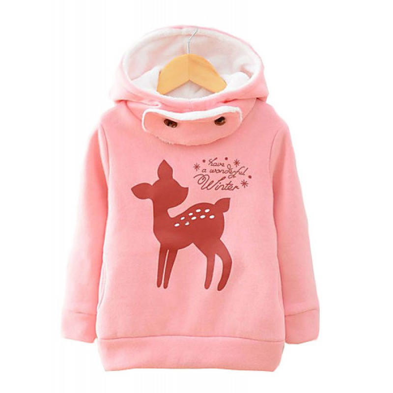 Girl's Cotton Cartoon Deer Fashion Sprin...