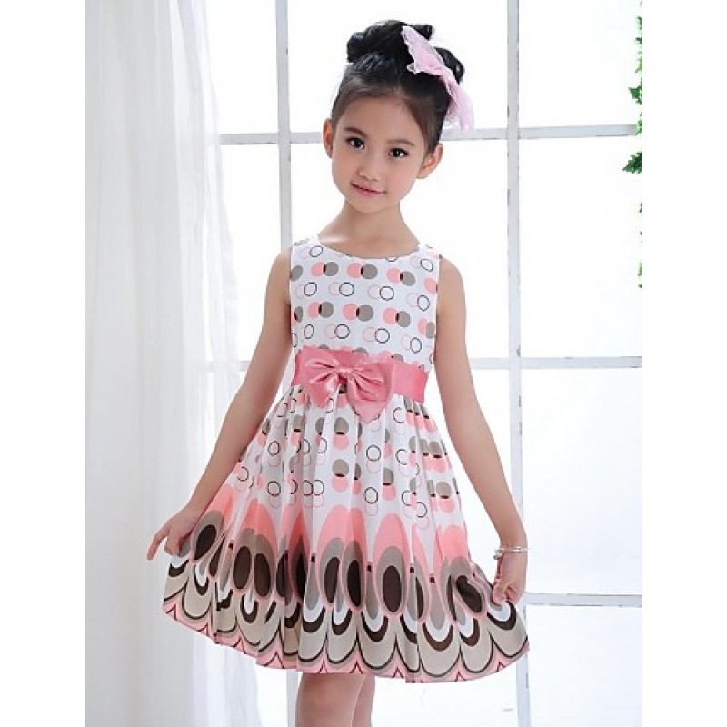 Girl's Going out Print Dress,Cotton Blend Summer / Winter / Fall / Spring Sleeveless  