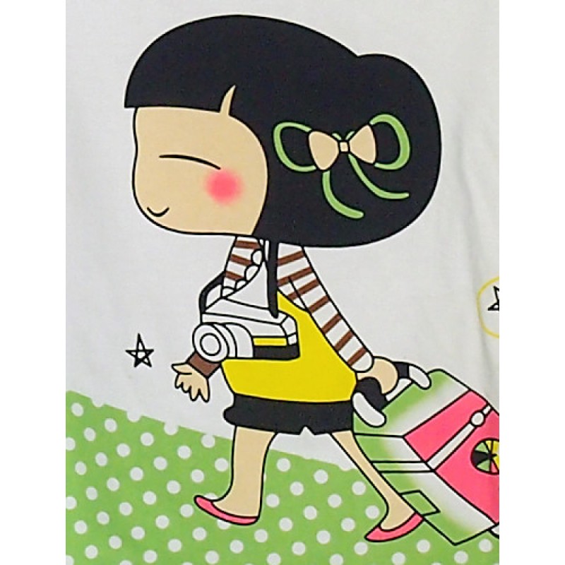 Girl's Print Tee,Cotton Summer / Spring Green / Pink  