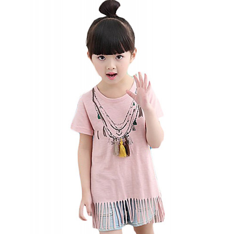 Girl's Casual/Daily Solid BlouseCotton / Bamboo Fiber Summer Blue / Pink / White  