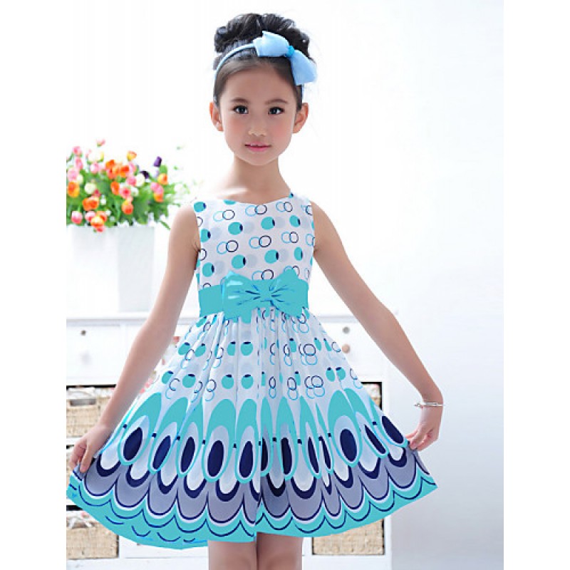 Girl's Going out Print Dress,Cotton Blend Summer / Winter / Fall / Spring Sleeveless  