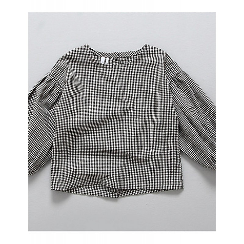 Girl's Casual/Daily Check BlouseCotton Spring / Fall Black  