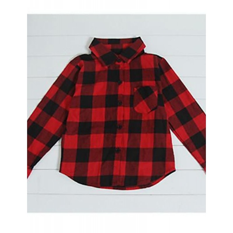 Girl's Check Shirt,Cotton Winter / Spring / Fall Red  