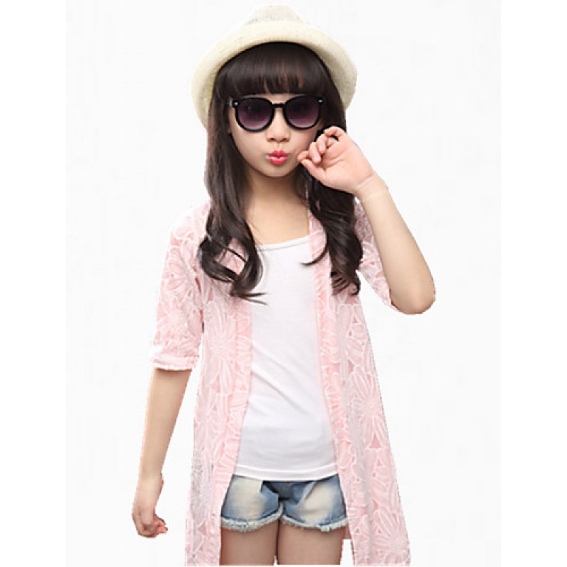 Girl's Green / Pink / White Sweater & Cardigan,Lace Cotton Summer  