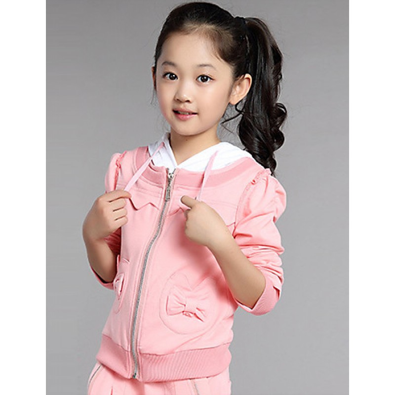 Girl's Cotton  Spring/Autumn Cartoon Pattern Sport Long Sleeve Three-piece Set  