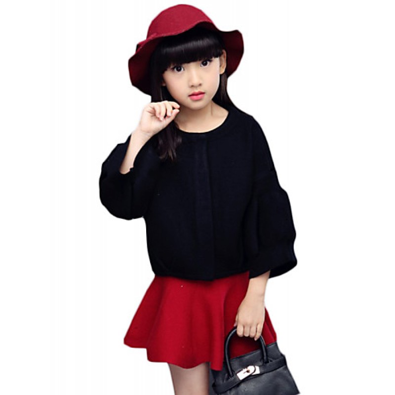 Girl's Casual/Daily Solid Sweater & Cardigan,Wool Spring / Fall Black / Red / White  