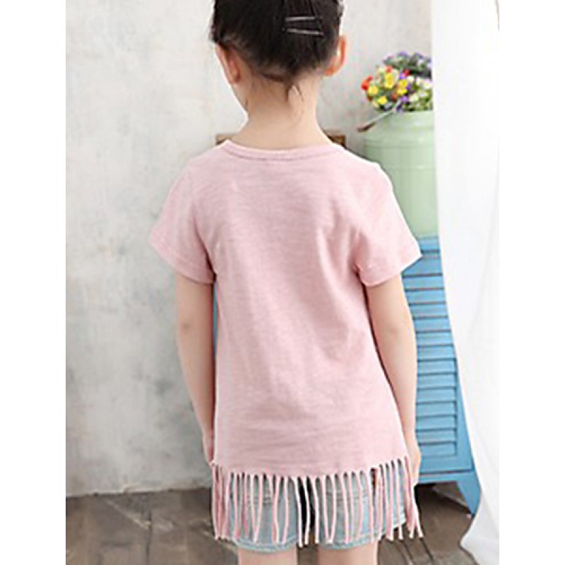 Girl's Casual/Daily Solid BlouseCotton / Bamboo Fiber Summer Blue / Pink / White  