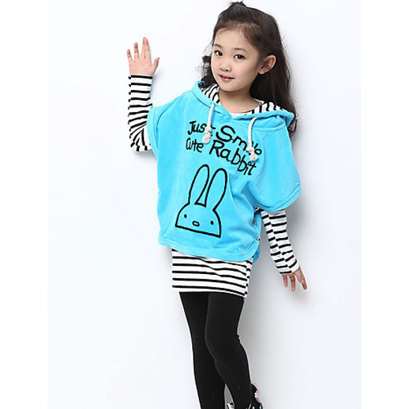 Girl's Cotton Spring/Autumn Stripe Batwing Coat Girls Clothing Sets Three-piece Set  