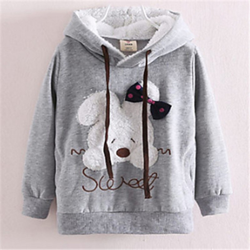 Girl's Pink / Gray Hoodie & Sweatshirt,Cartoon Cotton Winter  