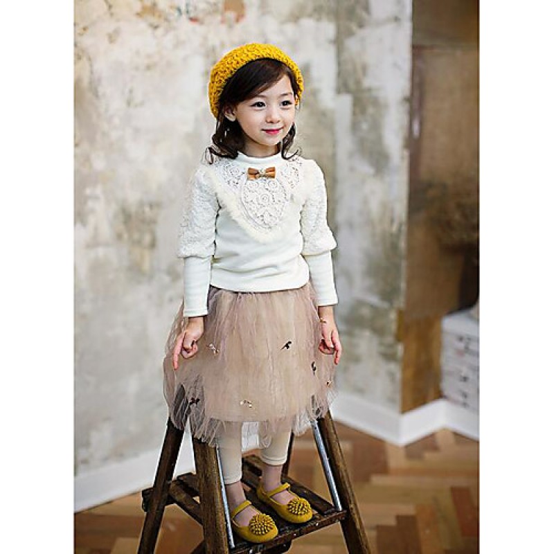 Girl Casual/Daily Solid Blouse,Cotton Winter Long Sleeve  