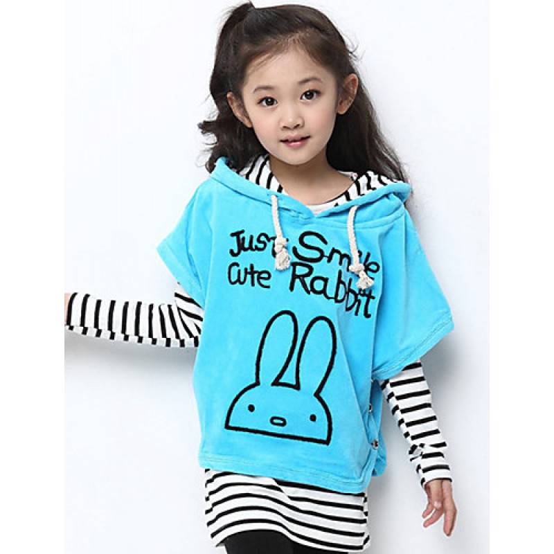 Girl's Cotton Spring/Autumn Stripe Batwing Coat Girls Clothing Sets Three-piece Set  