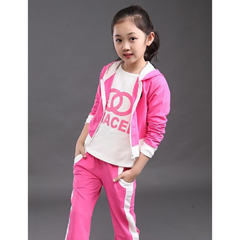 Girl's Cotton Spring/Autumn Tracksuit Fashion Hoodies Sweatshirt Kids Three-piece Set  