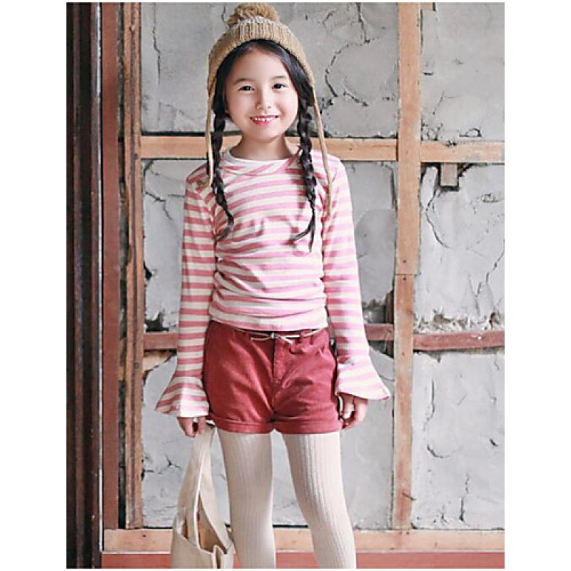 Girl's Casual/Daily Striped TeeCotton Spring / Fall Black / Pink  