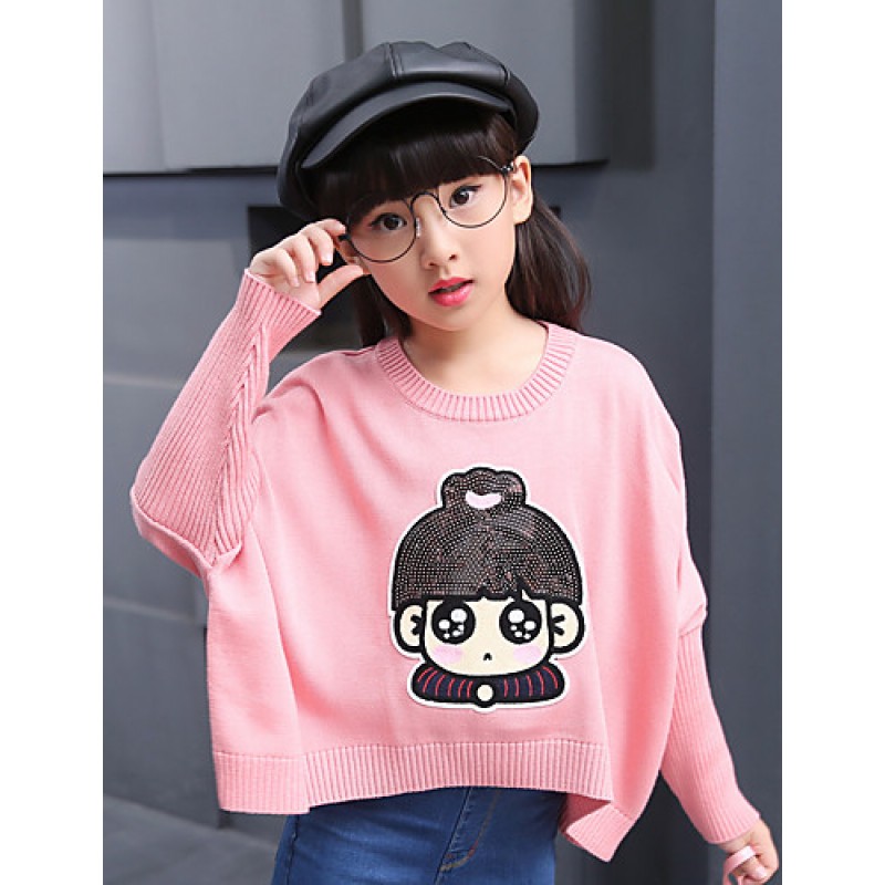 Girl's Casual/Daily Solid Sweater & CardiganCotton Fall Pink  