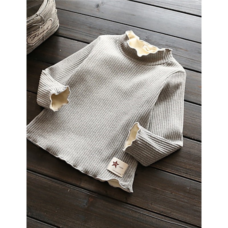 Girl Casual/Daily Solid Blouse,Cotton Winter Long Sleeve  