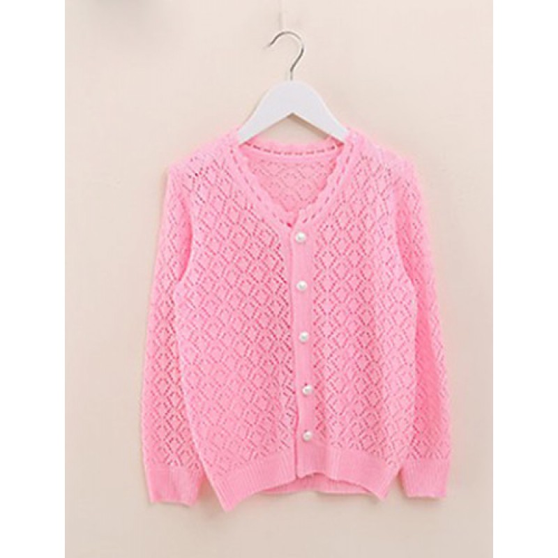 Girl's Casual/Daily Solid Sweater & Cardigan,Wool Spring / Fall Pink / White / Yellow  